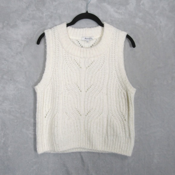 Madewell Jackets & Blazers - Madewell Womens XXS Cable Knit Sleeveless Sweater Vest Pullover Cream